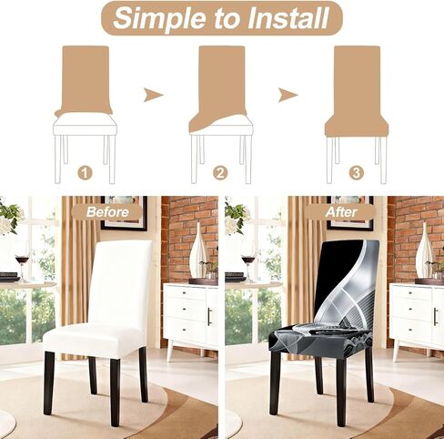 ANNA QUEEN Geometric Print Dining Chair Covers Set of 4,Stretch Fit Washable Elastic Slipcovers,Removable Furniture Protector for Kitchen Dining Room Chairs in Saudi Arabia