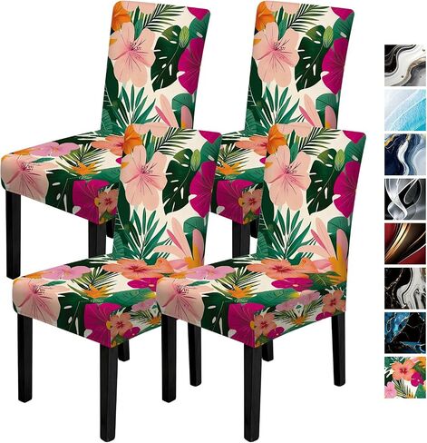 ANNA QUEEN Geometric Print Dining Chair Covers Set of 4,Stretch Fit Washable Elastic Slipcovers,Removable Furniture Protector for Kitchen Dining Room Chairs in Saudi Arabia