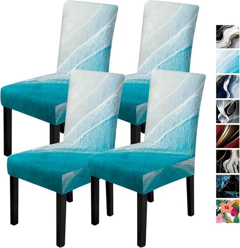 ANNA QUEEN Geometric Print Dining Chair Covers Set of 4,Stretch Fit Washable Elastic Slipcovers,Removable Furniture Protector for Kitchen Dining Room Chairs in Saudi Arabia