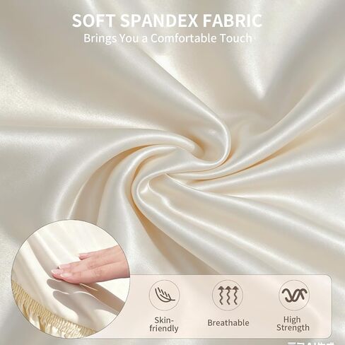Long Skirt Dining Chair Covers Set of 4, Stretch Spandex Parsons Chair Slipcover with Skirt Washable Elegant Dining Room Chair Covers for Party/Wedding/Banquet/Kitchen (Beige, 4 Pcs) in Saudi Arabia