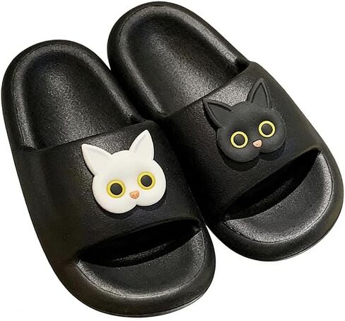 Cat Cartoon EVA Slide Slippers One Piece Non Slip Soft Sole Cute Black White Couple Design For Indoor Outdoor Home Bathroom in Kuwait