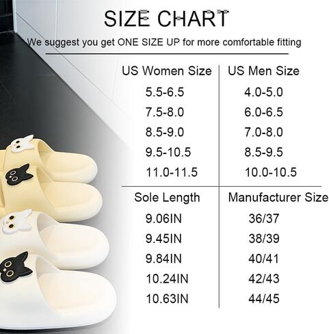 Cat Cartoon EVA Slide Slippers One Piece Non Slip Soft Sole Cute Black White Couple Design For Indoor Outdoor Home Bathroom in Kuwait