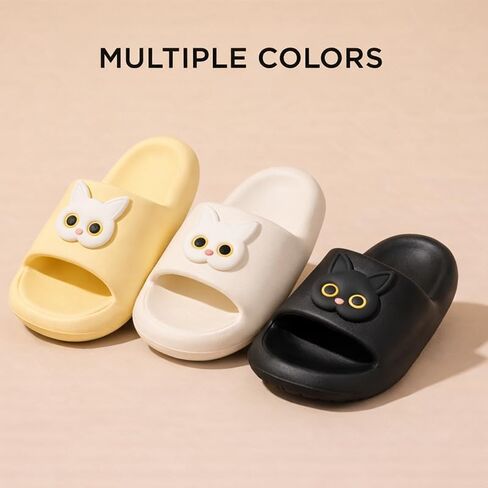 Cat Cartoon EVA Slide Slippers One Piece Non Slip Soft Sole Cute Black White Couple Design For Indoor Outdoor Home Bathroom in Kuwait