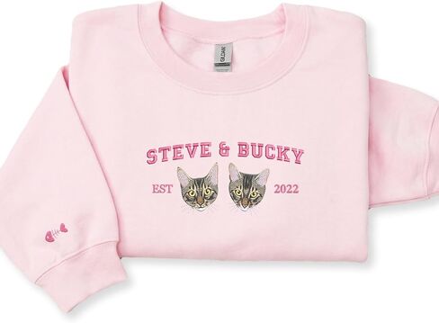 Custom Pet Portrait Varsity Name Embroidered Sweatshirt with EST Year – Gift Pet Parents Birthday Lover in Saudi Arabia