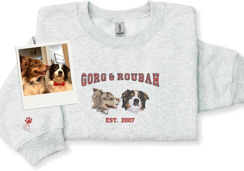 Custom Pet Portrait Varsity Name Embroidered Sweatshirt with EST Year – Gift Pet Parents Birthday Lover in Saudi Arabia