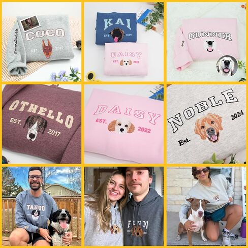 Custom Pet Portrait Varsity Name Embroidered Sweatshirt with EST Year – Gift Pet Parents Birthday Lover in Saudi Arabia