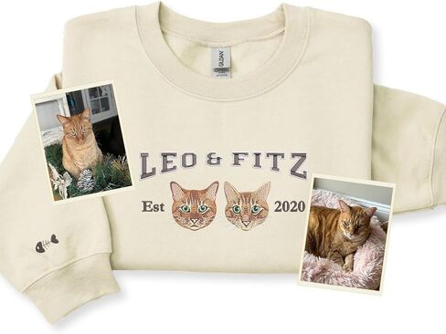 Custom Pet Portrait Varsity Name Embroidered Sweatshirt with EST Year – Gift Pet Parents Birthday Lover in Saudi Arabia