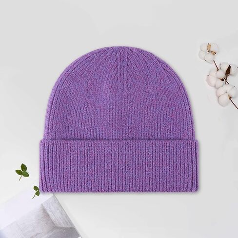 Ribbed Knit Beanie – Soft Acrylic Blend Cuffed Hat for Men and Women, Warm Winter Fashion Cap in Kuwait