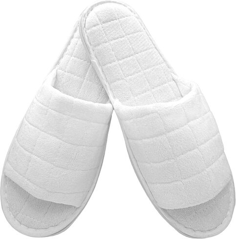 Fredi & Sons 4 Pairs Luxury Disposable Guest Slippers, Thick Cushioned Open-Toe Hotel Spa Slippers, 12 Inch Premium Indoor House Slippers for Guests, Airbnb, Vacation Rentals, Hotels, Salons & Home in Kuwait