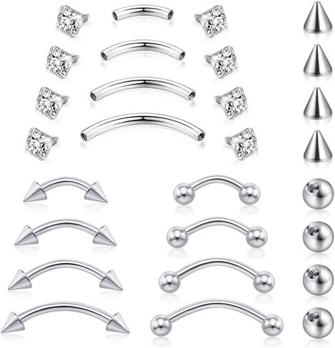 Surgical Steel 16G Eyebrow Ring Internal Thread Curved Barbell Tiny Eyebrow Jewelry for Vertical Labret Lip Rook Small Belly Button Eyebrow Piercings Jewelry for Women Men (6/8/10/12mm) in Saudi Arabia