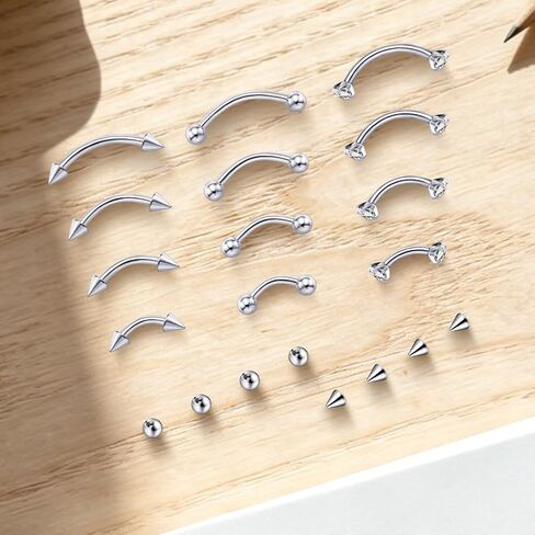 Surgical Steel 16G Eyebrow Ring Internal Thread Curved Barbell Tiny Eyebrow Jewelry for Vertical Labret Lip Rook Small Belly Button Eyebrow Piercings Jewelry for Women Men (6/8/10/12mm) in Saudi Arabia