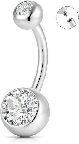 G23 Titanium Belly Button Ring, 14G CZ Navel Rings for Women Belly Piercing Jewelry Barbells 10mm in Saudi Arabia