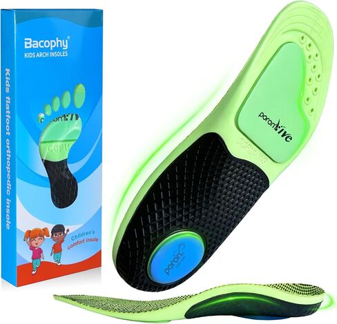 Bacophy Kids Arch Support Insoles for Flat Feet, Dual PORON Cushioning, Transverse Arch Support, Breathable Orthotic Shoe Inserts for Boys & Girls, Trim to Fit for Sports & Daily Wear in Kuwait