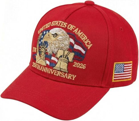 US 250th Anniversary Hat 1776-2026, Embroidered Bald Eagle & Liberty Bell Cap, Cotton for Men Women Veterans in Saudi Arabia