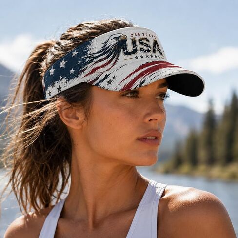 We the People 1776-2026 Patriotic Sun Visor, Vintage American Flag Design, Adjustable One Size Fits Most 250 Anniversary 4th of July Decorations in Kuwait