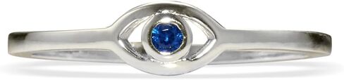 PERIMADE 18K Gold Plated Blue Evil Eye Stackable Ring Dainty Cubic Zirconia Blue Eye Band for Women, Hypoallergenic 925 Sterling Silver Stacking Band Ring Non Tarnish Birthday Jewelry Gift Size 6-8 in Saudi Arabia
