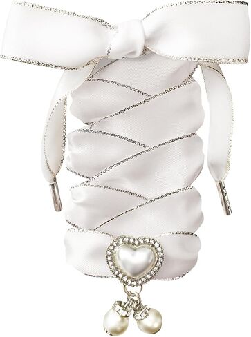 Fashionable Satin Ribbon Shoe Laces with Bling Pearl Charms for Girls & Women in Saudi Arabia