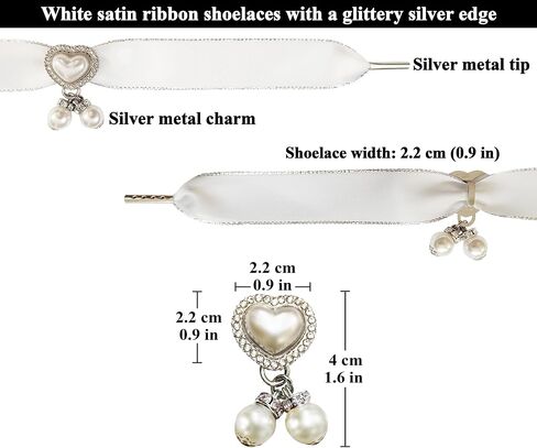 Fashionable Satin Ribbon Shoe Laces with Bling Pearl Charms for Girls & Women in Saudi Arabia