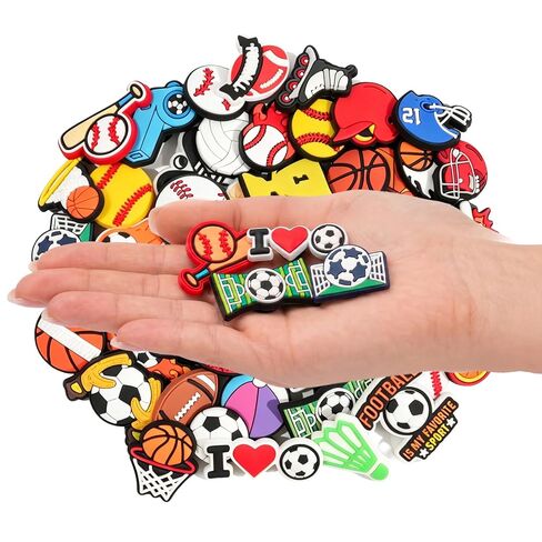 50 PCS Sports Ball Shoe Charms Baseball Basketball Shoe Decoration Charms for Clog Sandals, Shoe Accessories Charms for Women Adults in Saudi Arabia