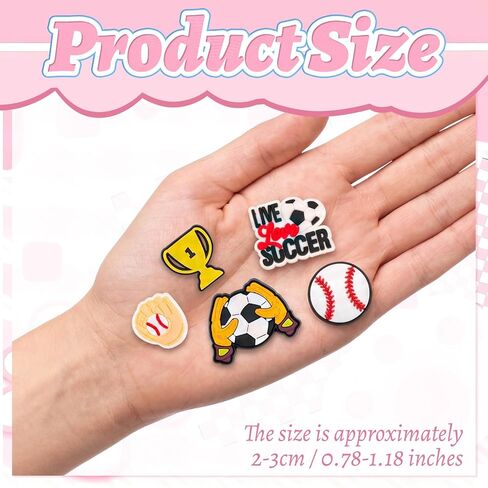 50 PCS Sports Ball Shoe Charms Baseball Basketball Shoe Decoration Charms for Clog Sandals, Shoe Accessories Charms for Women Adults in Saudi Arabia