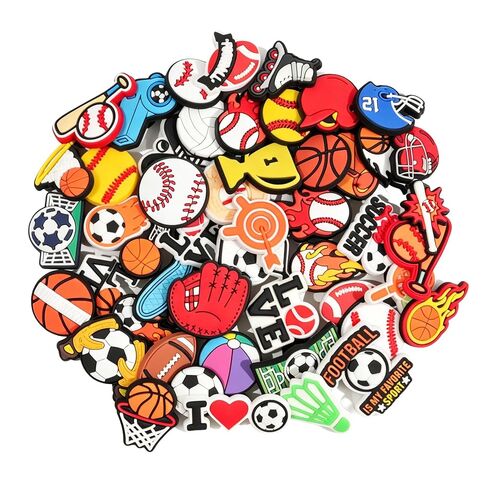 50 PCS Sports Ball Shoe Charms Baseball Basketball Shoe Decoration Charms for Clog Sandals, Shoe Accessories Charms for Women Adults in Saudi Arabia