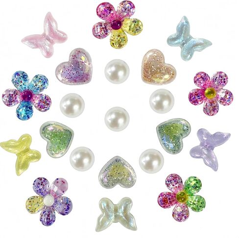 21Pcs Flower Shoe Charms for Clog Sandals, Flowers, Heart, Butterfly, Pearl Charms Accessories for Girls, DIY Shoe Decoration Charms for Women in Saudi Arabia