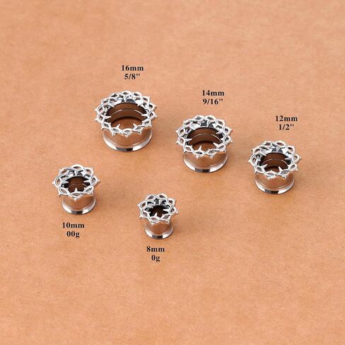 2PCS 316L Stainless steel Ear Gauges Crown of thorns Ear Tunnels 0g to 16mm Flared Screw Fit Ear Tunnel and Plugs Expander Stretcher Body Piercing Jewelry in Saudi Arabia