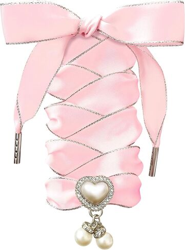 Fashionable Satin Ribbon Shoe Laces with Bling Pearl Charms for Girls & Women in Saudi Arabia