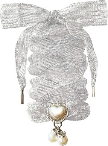 Fashionable Satin Ribbon Shoe Laces with Bling Pearl Charms for Girls & Women in Saudi Arabia