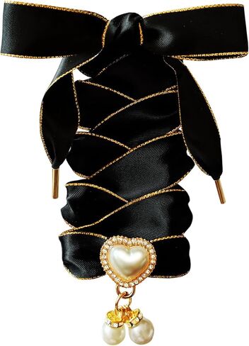 Fashionable Satin Ribbon Shoe Laces with Bling Pearl Charms for Girls & Women in Saudi Arabia