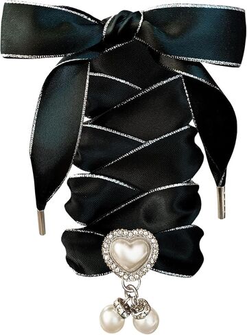 Fashionable Satin Ribbon Shoe Laces with Bling Pearl Charms for Girls & Women in Saudi Arabia