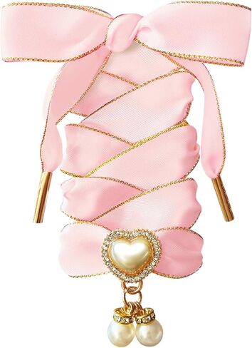 Fashionable Satin Ribbon Shoe Laces with Bling Pearl Charms for Girls & Women in Saudi Arabia