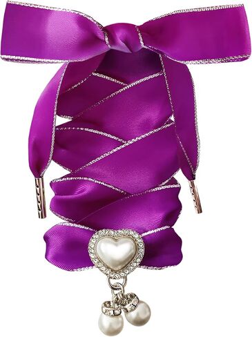 Fashionable Satin Ribbon Shoe Laces with Bling Pearl Charms for Girls & Women in Saudi Arabia