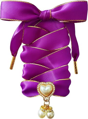 Fashionable Satin Ribbon Shoe Laces with Bling Pearl Charms for Girls & Women in Saudi Arabia