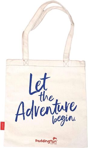 Half Moon Bay Travel Tote Handbag, 13.5 x 15 Inch Recycled Cotton, Iconic Paddington Bear Let the Adventure Begin in Saudi Arabia