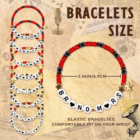 Bruno Merch Beaded Bracelet 8PCS, Stackable Bracelets Inspired By Concert for Fans with Letter Beads, Unisex Stretch Bracelets Jewelry for Concert & Daily Outfit in Saudi Arabia