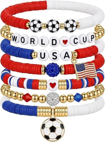 World Cup Stackable Soccer Bracelets, Fun World Cup Gifts,Perfect Gifts for Men Women and Soccer Lovers in Saudi Arabia