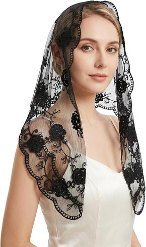 DOCILA Lace Veil Bandana Scarf For Women Print Church Wedding Mantilla Veils Religious Christian Prayer Head Covering Scarves in Kuwait