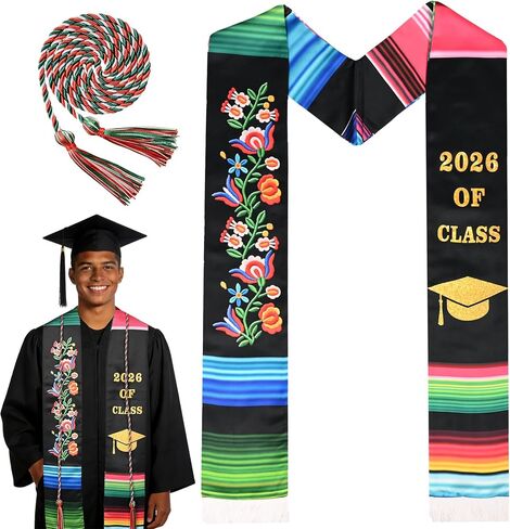 Class of 2026 Mexican Graduation Stole Sash Honor Cords, Hispanic Printed Mexico Graduation stole in Saudi Arabia
