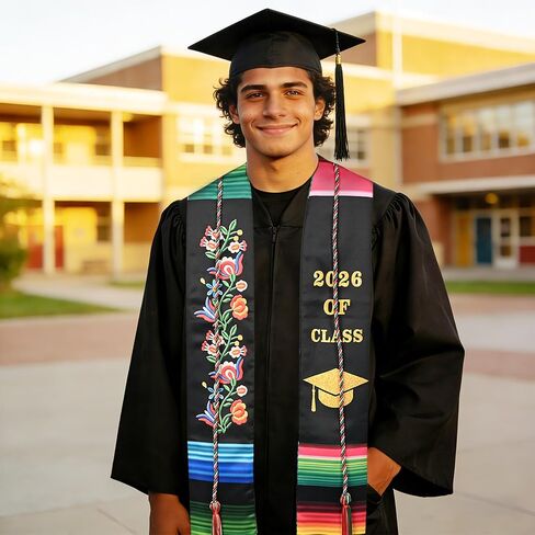 Class of 2026 Mexican Graduation Stole Sash Honor Cords, Hispanic Printed Mexico Graduation stole in Saudi Arabia