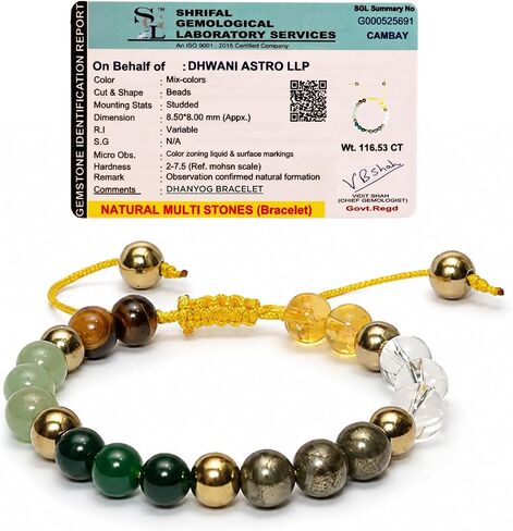 Natural Healing Dhan Yog Bracelets For Men & Women Certified Gemstone 8mm Beads for Money Magnet & Wealth Attraction, Prosperity, Success, Protection, Luck, Stress Relief & Emotional Balance DhanYog Bracelet in Saudi Arabia