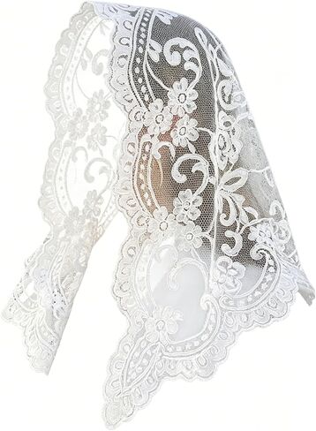 SHENHE Women's Floral Lace Mesh Scarf Triangle Veil Sheer Boho Hair Bandana Head Coverings Shawl in Kuwait