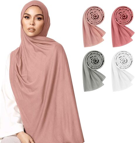 Hijab Scarves for Women 6 Pack,Jersey Hijab for Women Soft Long Scarf Shawl Lightweight Muslim scarf in Saudi Arabia