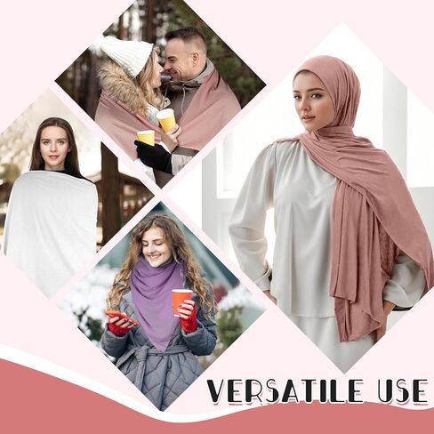 Hijab Scarves for Women 6 Pack,Jersey Hijab for Women Soft Long Scarf Shawl Lightweight Muslim scarf in Saudi Arabia