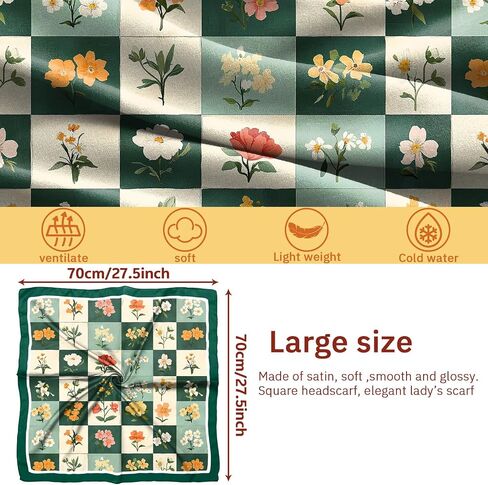 Silk Feeling Scarf 27.5 Inches Satin Head Hair Large Square Wrap Bandanas Scarves Cute Aesthetic for Women Girls in Saudi Arabia