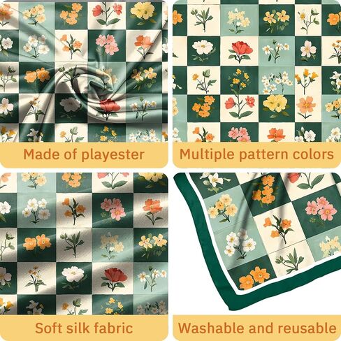 Silk Feeling Scarf 27.5 Inches Satin Head Hair Large Square Wrap Bandanas Scarves Cute Aesthetic for Women Girls in Saudi Arabia