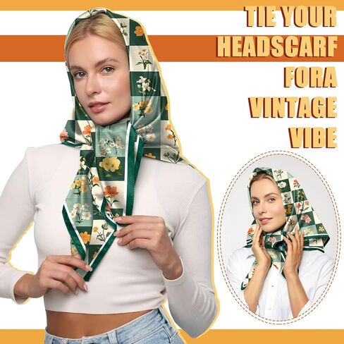 Silk Feeling Scarf 27.5 Inches Satin Head Hair Large Square Wrap Bandanas Scarves Cute Aesthetic for Women Girls in Saudi Arabia