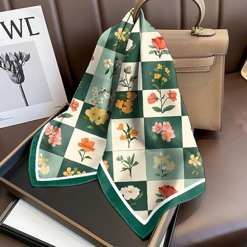 Silk Feeling Scarf 27.5 Inches Satin Head Hair Large Square Wrap Bandanas Scarves Cute Aesthetic for Women Girls in Saudi Arabia