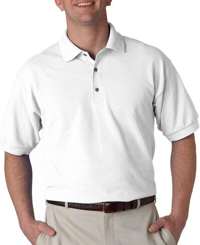 قميص بولو Gildan Adult Ultra Ringspun Pique، أبيض، مقاس X-Large. (عبوة من 3) in Kuwait