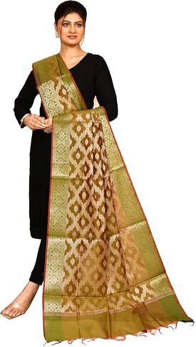 Womens Banarasi Silk Dupatta Woven Scarf Indian Ethnic Chunni Elegant Evening Shawl Wrap for Weddings and Festivals in Saudi Arabia